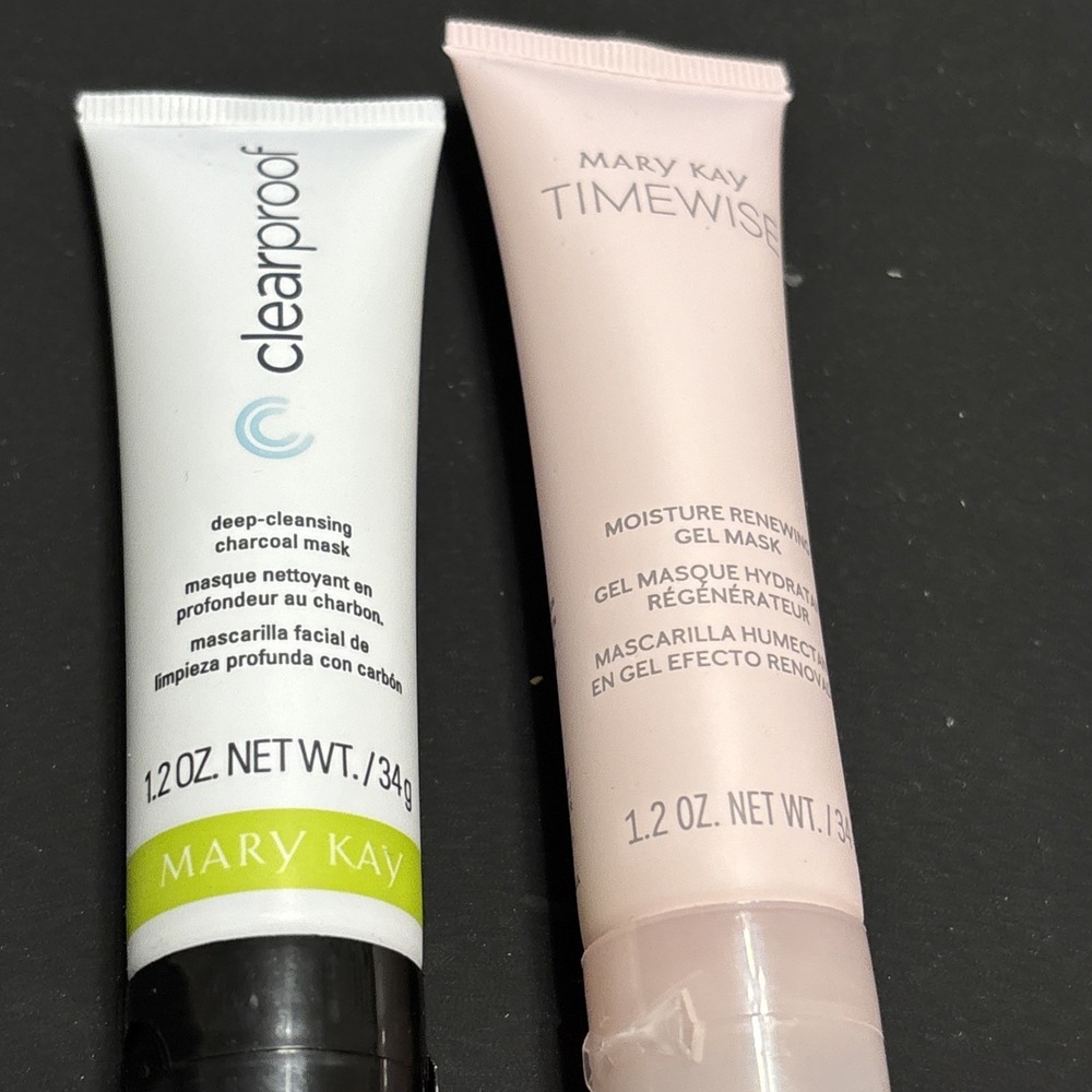 Mary Kay Masking Minis Set Clear Proof Charcoal & TimeWise Gel Masks 1.2 Oz